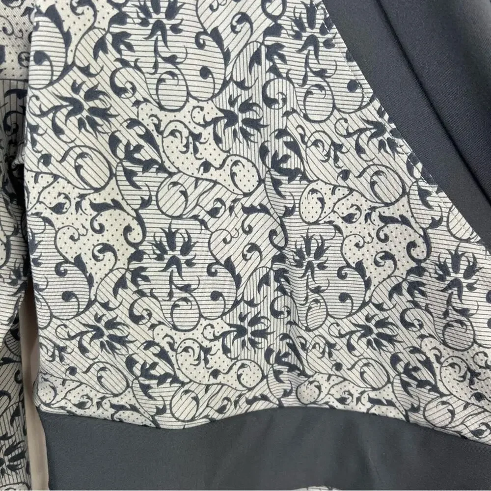 Athleta Wellington Gray Floral Faux Wrap Yoga Dress Size Medium